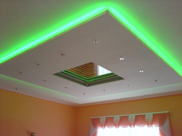 Для сплошной отделки потолка применяют гипсокартон