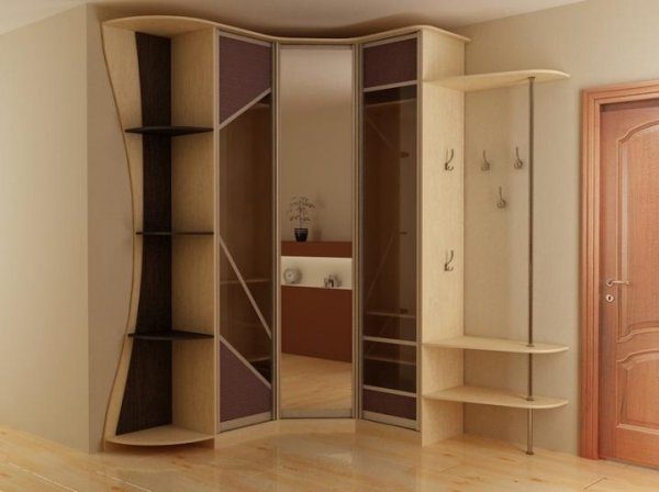 На сегодняшний день очень популярным вариантом для прихожей комнаты считается современный угловой шкаф